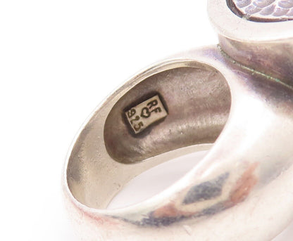 925 Sterling Silver Vintage Ring Designer Puffed Dented Etched  Sz 7  RG28442