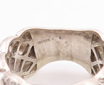 925 Sterling Silver Vintage Ring Real Diamonds Quilted Dome Band Sz 8.5 RG35742