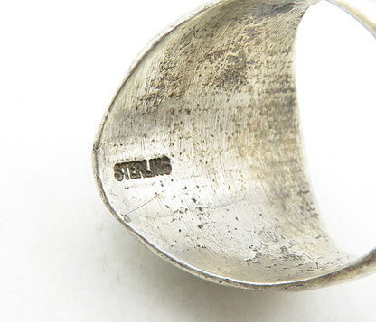925 Sterling Silver  Vintage Modernist Bear Claw Band Ring Sz 9.5  RG9394
