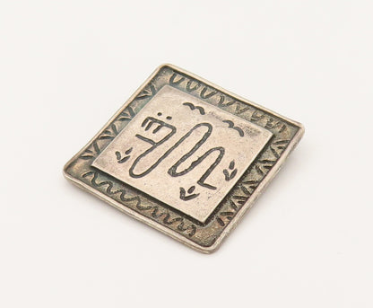 925 Sterling Silver  Vintage Engraved Scenery Square Pendant  PT21933