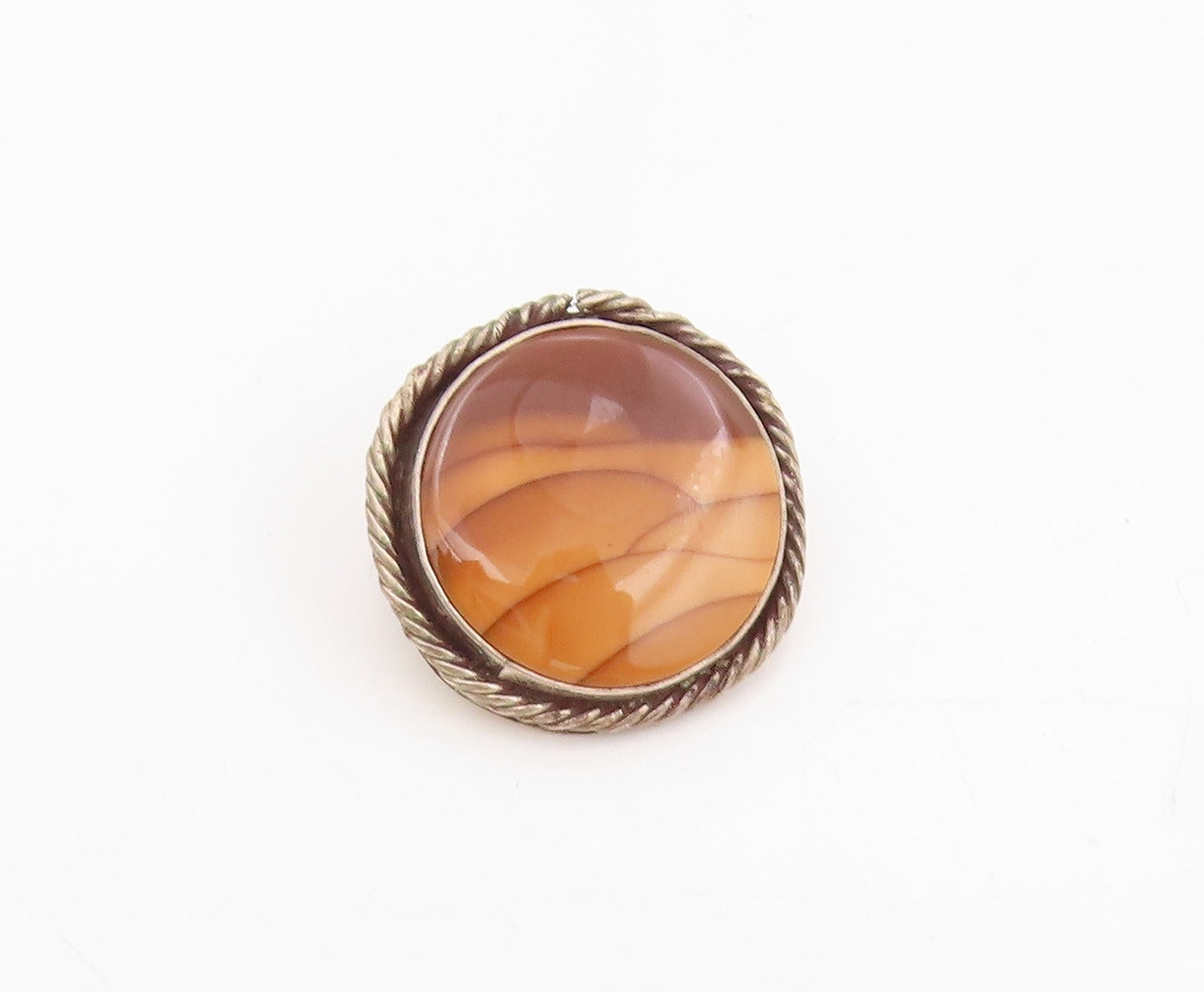 925 Sterling Silver Vintage Pendant Jasper With Twisted Rope Border  PT25528
