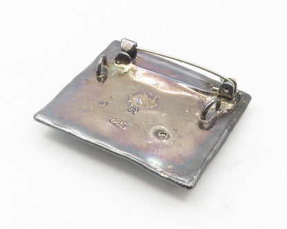 BAT AMI 925 Sterling Silver  Vintage Smoky Topaz Oxidized Brooch Pin  BP4468