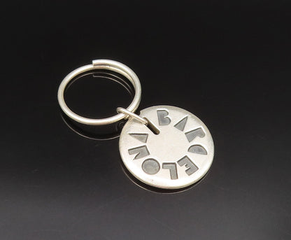 925 Sterling Silver  Vintage Carved Barcelona Souvenir Key Chain  TR3385