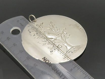 TOWLE 925 Silver  Vintage Antique Garden Bird & Flower Round Pendant  PT20406