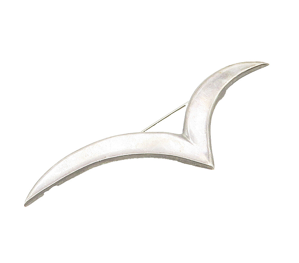 MEXICO 925 Sterling Silver  Vintage Smooth Modernist Brooch Pin  BP6237