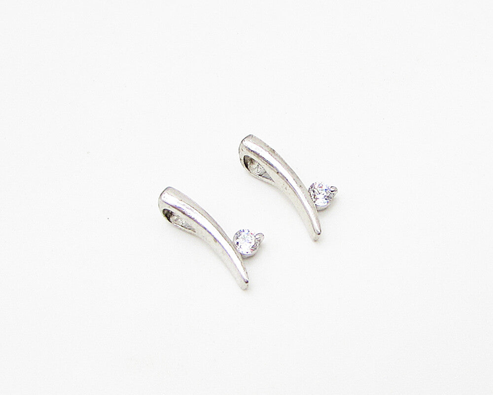925 Sterling Silver  Lot of 2 White Cubic Zirconia Slider Pendant  PT1943
