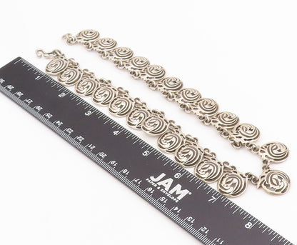 925 Sterling Silver Vintage Necklace CASA FIGUEROA Spiral Medallion Link  NE4752