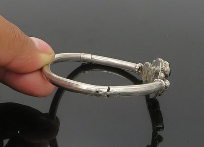 925 Sterling Silver  Vintage Cabochon Cut Black Onyx Bangle Bracelet  BT8386