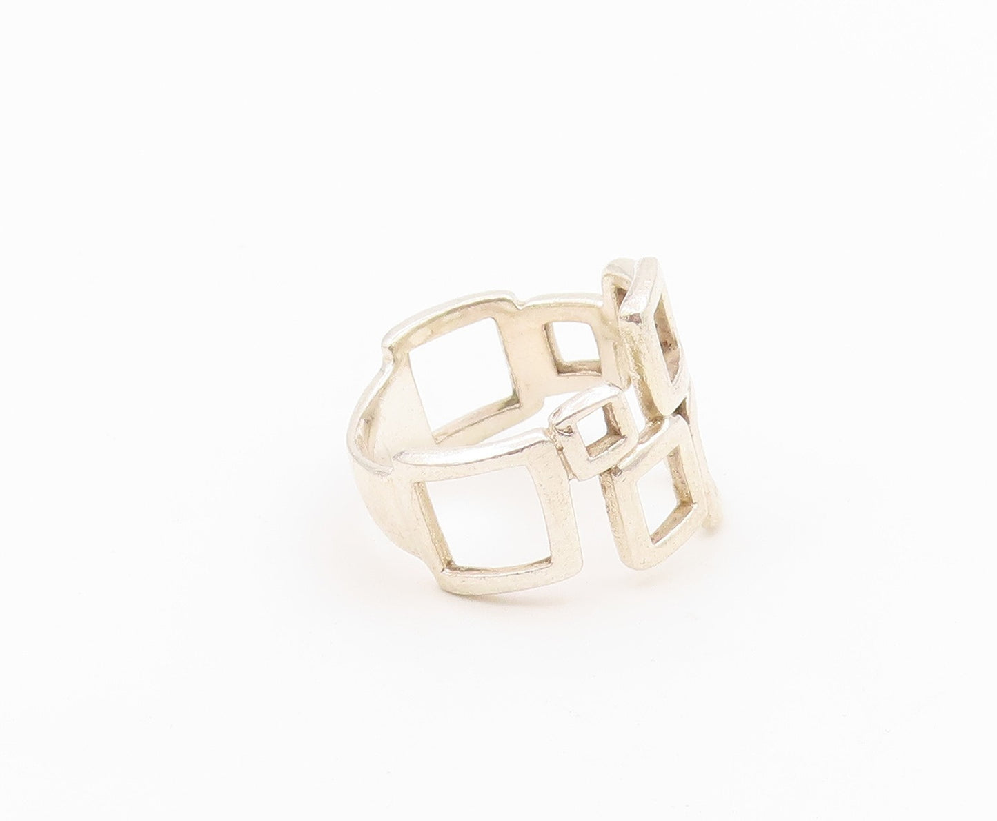 925 Sterling Silver Vintage Ring Minimalist Staggered Square Band  Sz 9  RG36596
