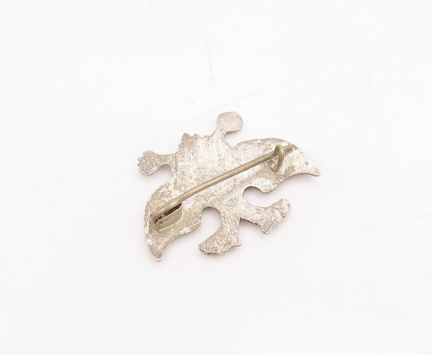 925 Sterling Silver Vintage Brooch Modernist Carved Two Faced Dragon  BP11474