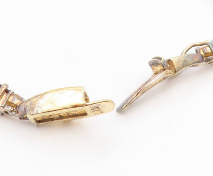 925 Sterling Silver Vintage Bracelet Gold Plated Multi Gemstone Link  BT11733