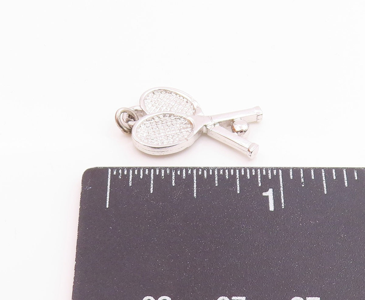 925 Sterling Silver Vintage Double Tennis Racket Sports Charm Pendant  PT20525
