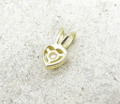 Gold Over 925 Sterling Silver Faux Pearl Love Heart Slider Pendant PT1191
