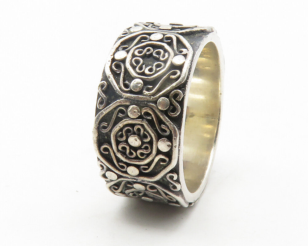 JANICE GIRARDI 925 Silver  Vintage Oxidized Swirl Band Ring Sz 7  RG11847