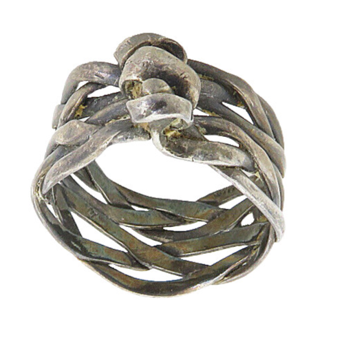 925 Sterling Silver  Vintage Modernist Braided Shank Band Ring Sz 6.5  RG8672