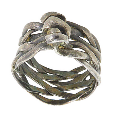 925 Sterling Silver  Vintage Modernist Braided Shank Band Ring Sz 6.5  RG8672