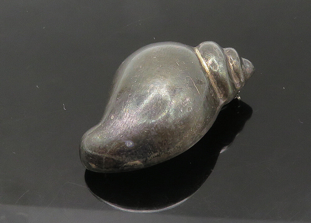 MMA 925 Silver  Vintage Smooth Oxidized Snail Shell Motif Brooch Pin  BP8506