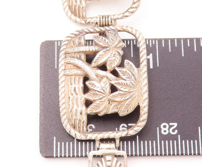925 Sterling Silver Vintage Beach Frame Cutout Clip Lock Bracelet  BT9849