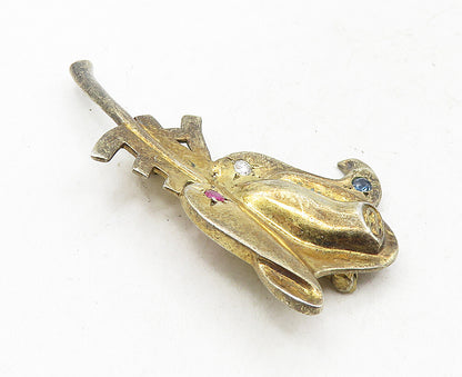 925 Sterling Silver  Vintage Topaz Accented Rose Flower Brooch Pin  BP3477