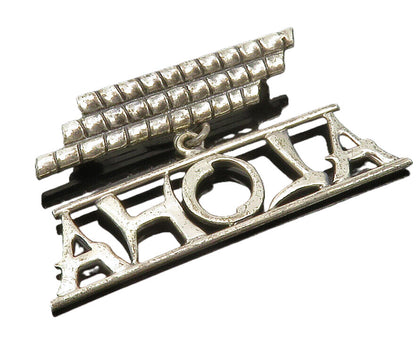 DANECRAFT 925 Sterling Silver  Vintage Shiny Aloha Dangling Brooch Pin  BP4750