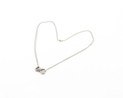 925 Sterling Silver  Vintage Smooth Infinity Love Hearts Thin Necklace  NE2816