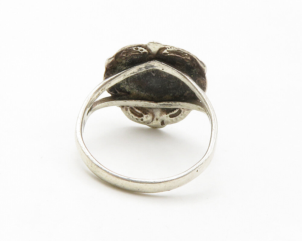 NAVAJO 925 Sterling Silver  Vintage Etched Love Heart Band Ring Sz 8  RG14510