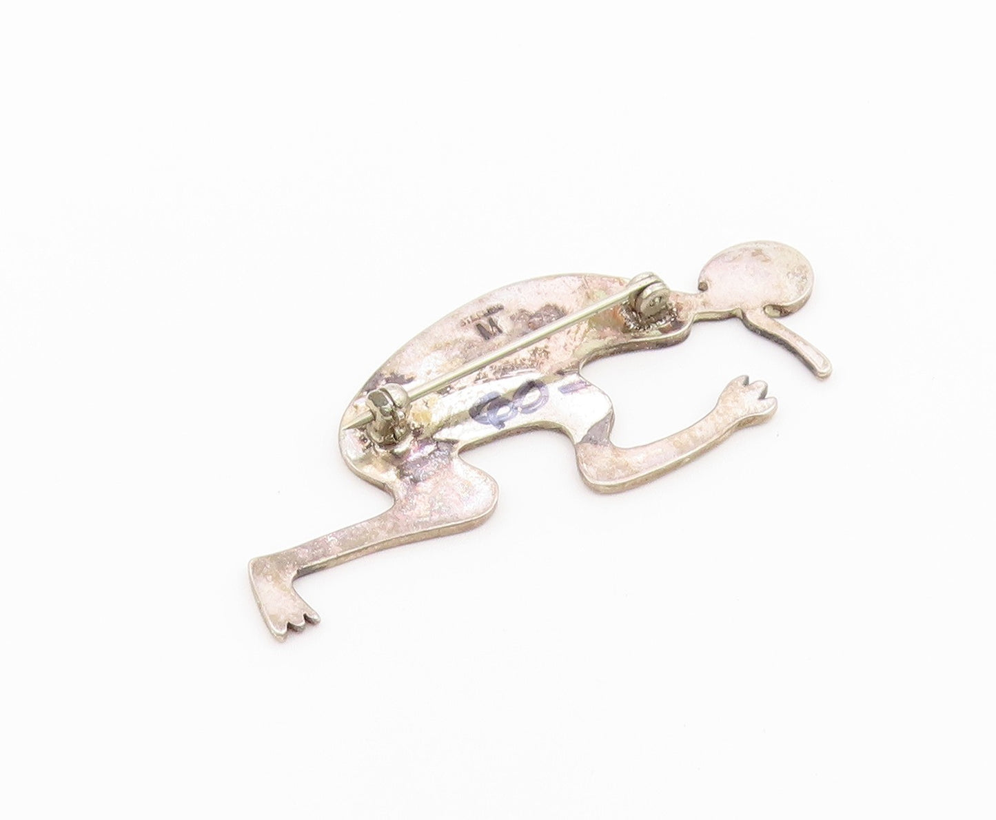 925 Sterling Silver Vintage Brooch Pin SOUTHWESTERN Kokopelli figure  BP12622