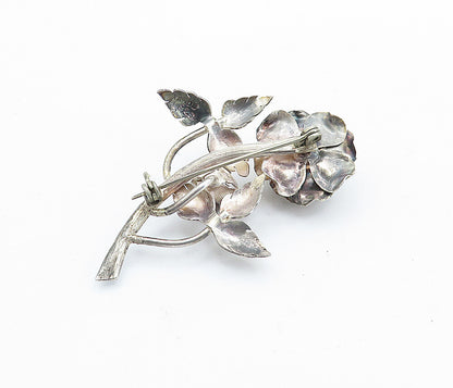 MEXICO 925 Sterling Silver  Vintage Sculpted Single Flower Brooch Pin  BP2738