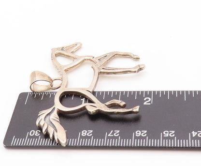 925 Sterling Silver Vintage Pendant Modernist Stencil Cutout Horse  PT24227