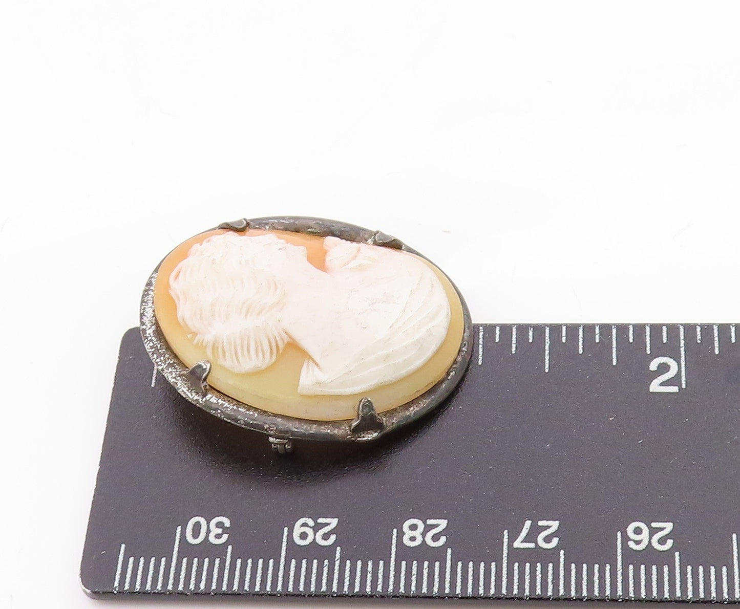 925 Sterling Silver Vintage Brooch Antique Female Profile Cameo  BP11786