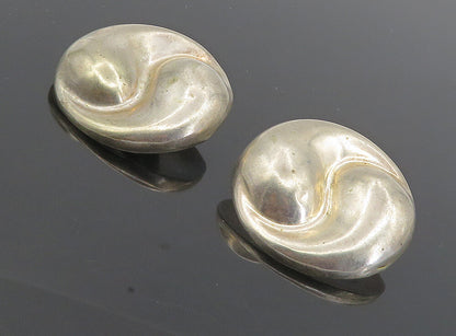 MEXICO 925 Sterling Silver  Vintage Hollow Swirl Non Pierce Earrings  EG4580