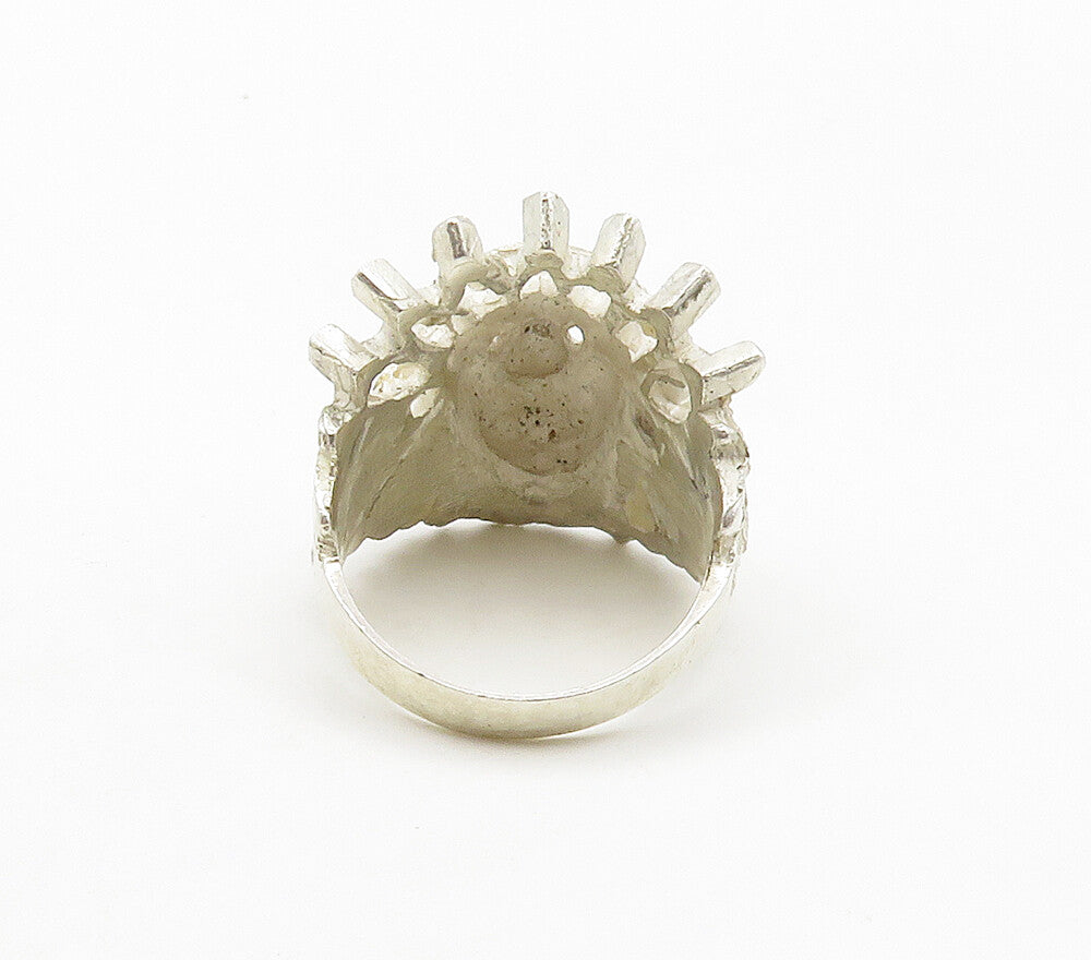 925 Sterling Silver  Vintage Shiny Native Chief Head Band Ring Sz 8  RG15553