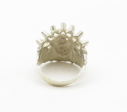 925 Sterling Silver  Vintage Shiny Native Chief Head Band Ring Sz 8  RG15553