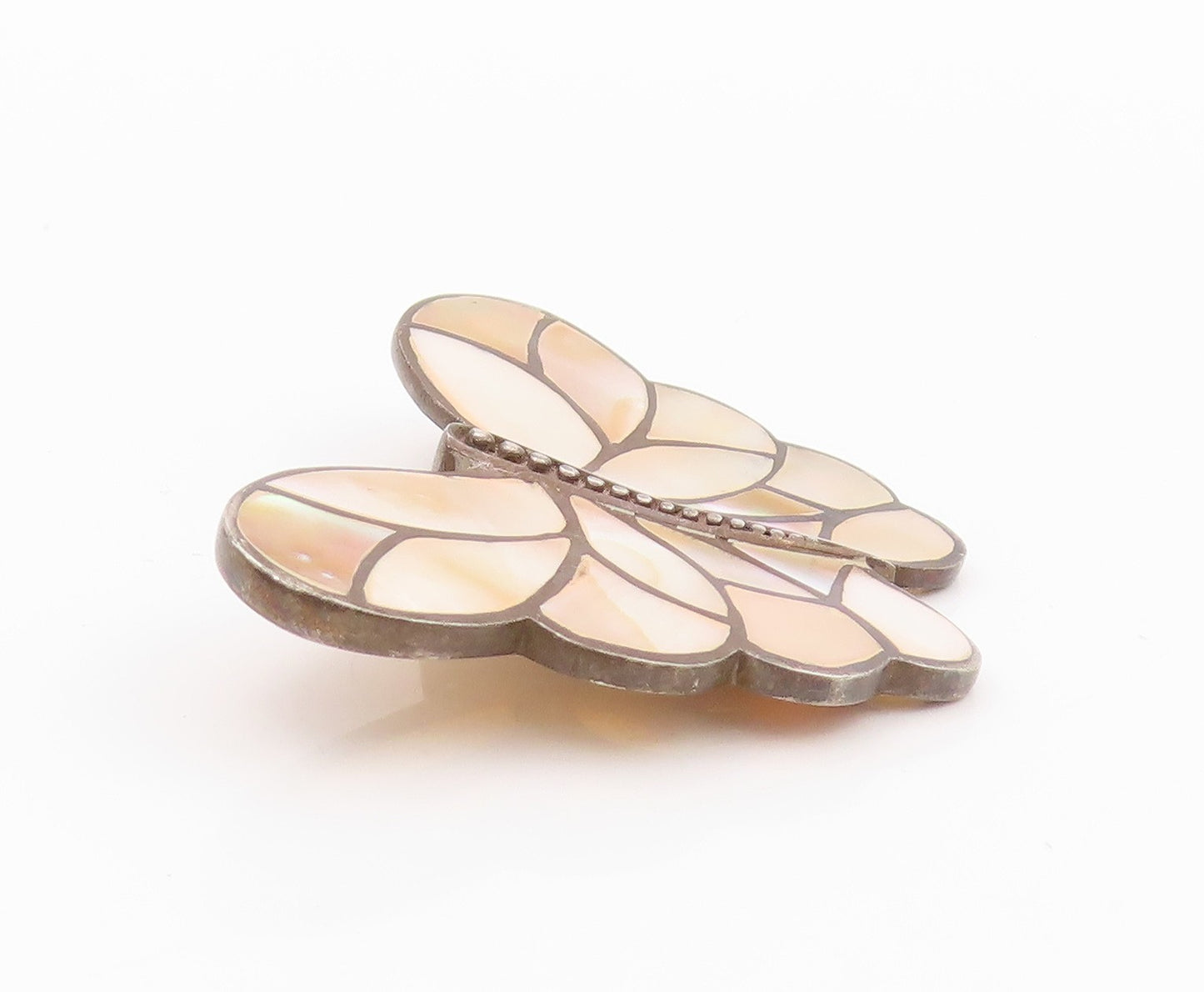 925 Sterling Silver Vintage Pendant Mother Of Pearl Inlay Butterfly  PT24006