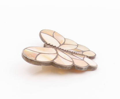 925 Sterling Silver Vintage Pendant Mother Of Pearl Inlay Butterfly  PT24006
