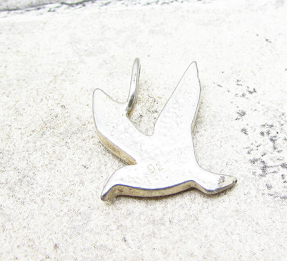 925 Sterling Silver  Vintage Flying Bird Drop Pendant  PT1756