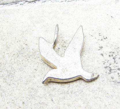 925 Sterling Silver  Vintage Flying Bird Drop Pendant  PT1756