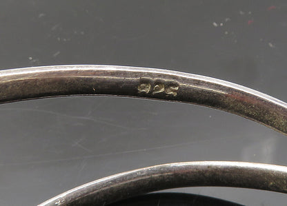 925 Sterling Silver  Vintage Black Onyx Open Circle Cuff Bracelet  BT8258