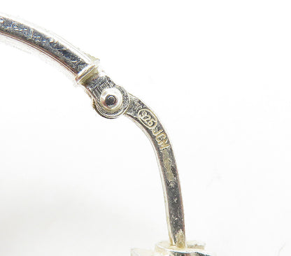 925 Sterling Silver  Sparkling Frosted Round Hoop Earrings  EG8347