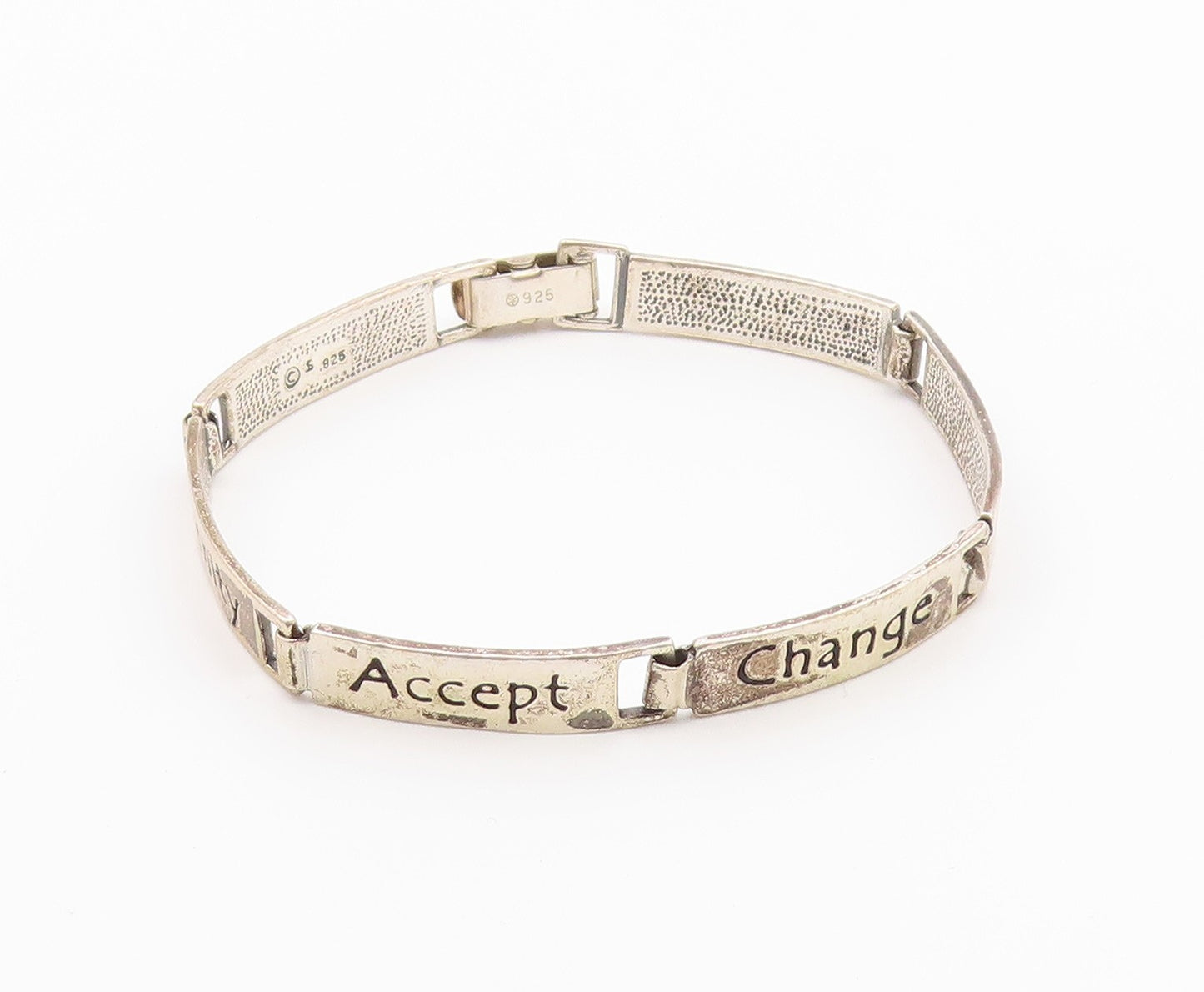 925 Silver Vintage Engraved Religious Inspirational Words Bracelet BT9540