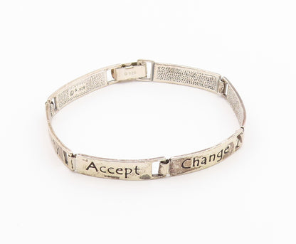 925 Silver Vintage Engraved Religious Inspirational Words Bracelet BT9540