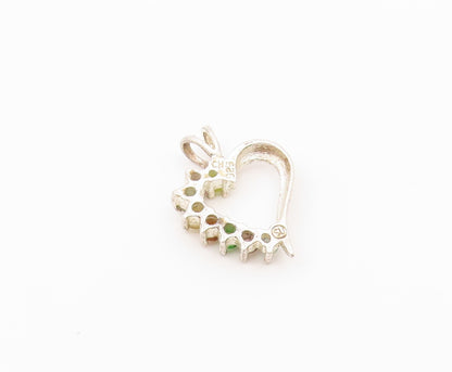 925 Silver  Vintage Topaz Amethyst Peridot & Citrine Heart Pendant  PT14800