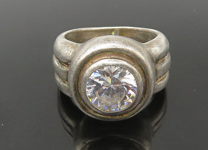 925 Sterling Silver  Vintage Cubic Zirconia Round Band Ring Sz 6  RG22268