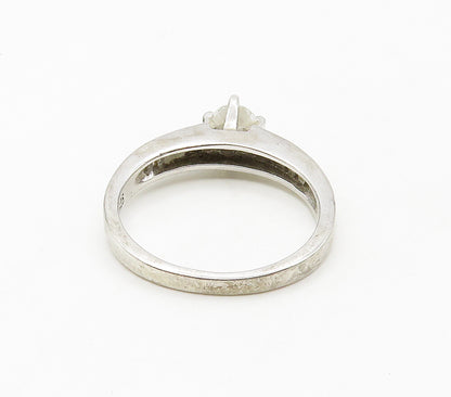 925 Sterling Silver  Cubic Zirconia Solitaire With Accents Ring Sz 8  RG16206