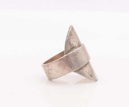925 Sterling Silver Vintage Ring EUROPE Solid Round Plate Carved Sz 6.5  RG28440