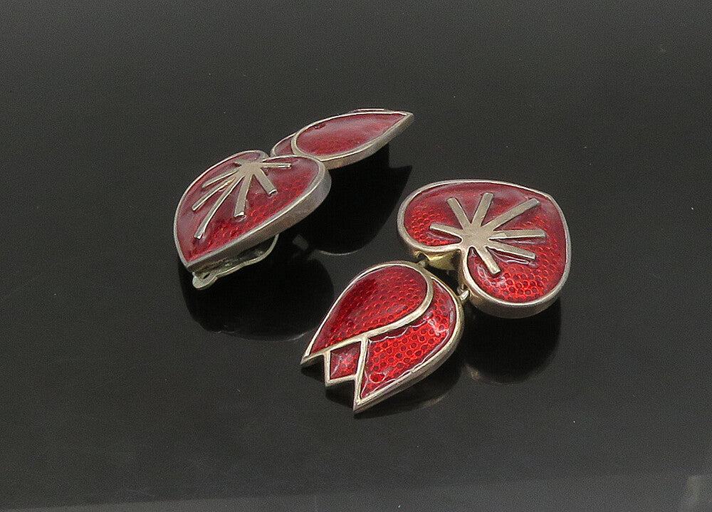 EUROPEAN 925 Silver  Vintage Heavy Floral Heart Non Pierce Earrings  EG11424