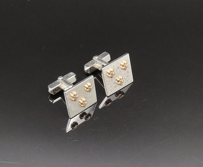 SWANK 925 Silver  Vintage Two Tone Fleur De Lis Shiny Square Cufflinks  TR3357