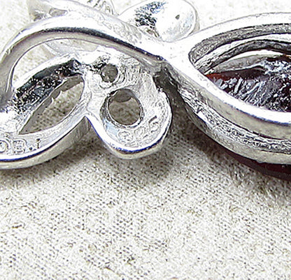 925 Silver  Red Garnet & Genuine Diamond Butterfly Slider Pendant  PT1243