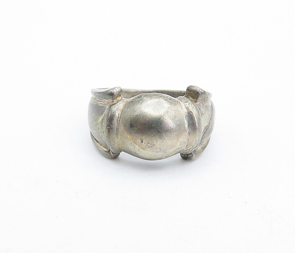 925 Sterling Silver Vintage Antique Dark Tone Dome Band Ring Sz 7 RG4633