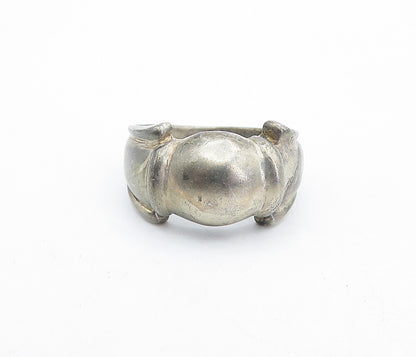 925 Sterling Silver Vintage Antique Dark Tone Dome Band Ring Sz 7 RG4633
